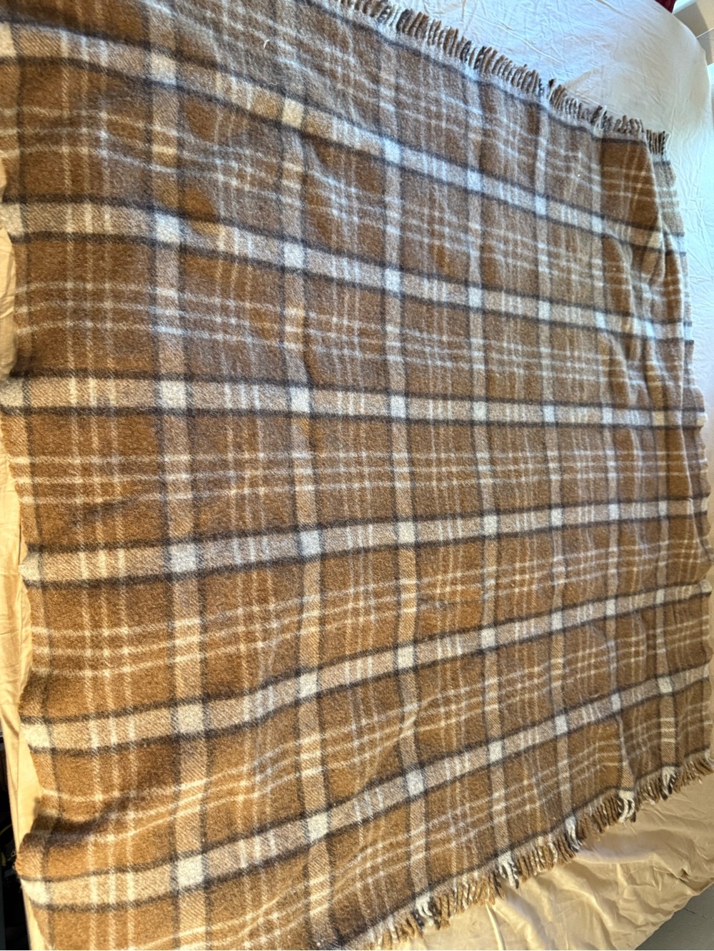 Cozy Plaid Throw Blanket in Brown & Cream - Soft Home Accent
